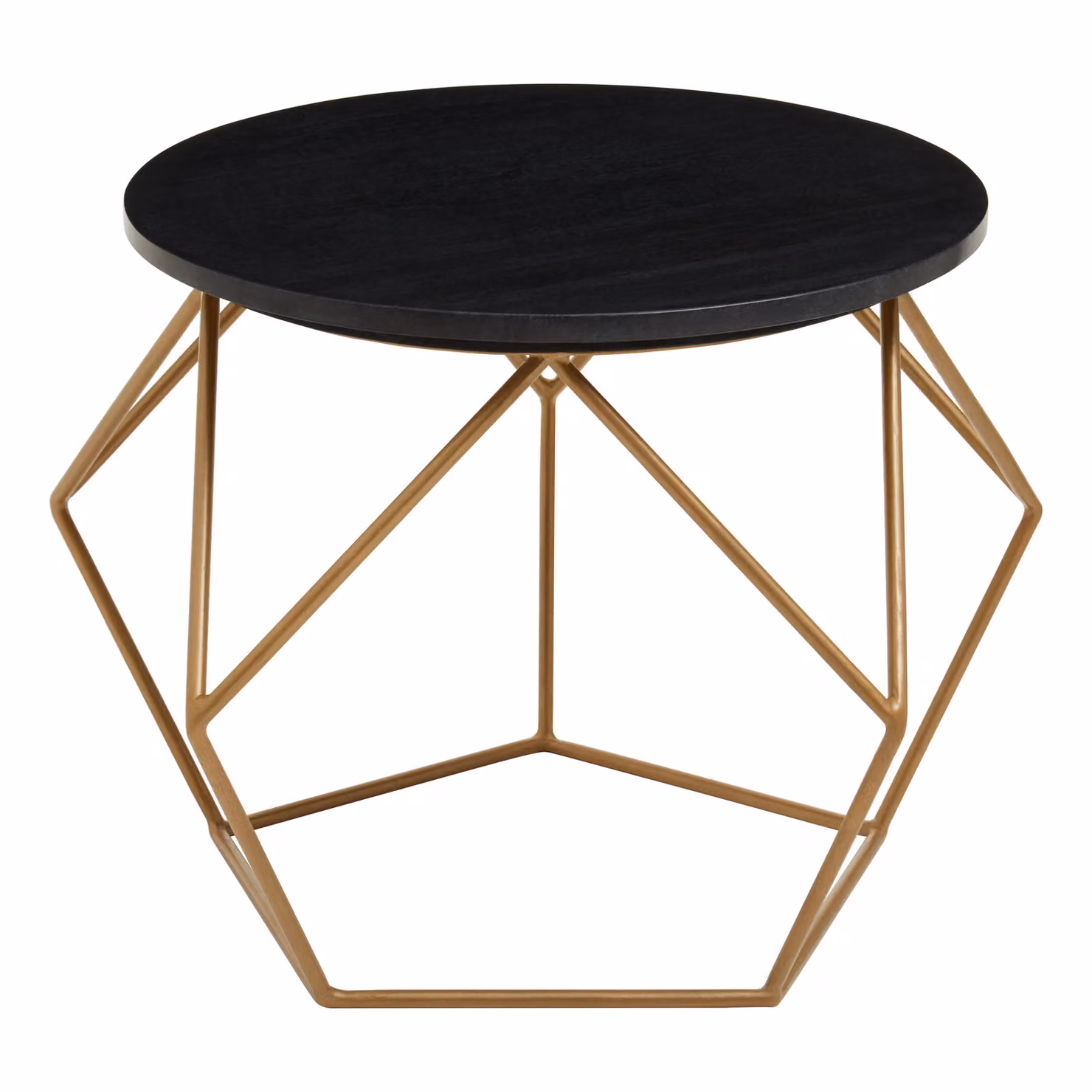 Fifty Five South Orsina Round Black Matt Marble Coffee Table with Geometric Gold Metal Base, W/D/H: 60 x 60 x 48 cm – 4