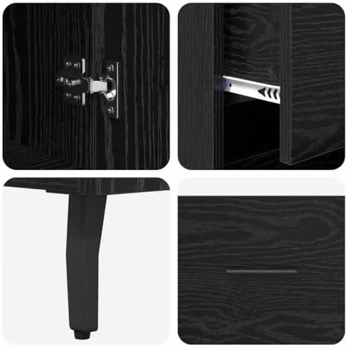 vidaXL Modern Tall Unit in Black Oak with Hinged Doors and 3 Drawers, W/D/H: 34.5 x 34 x 180 cm – 4