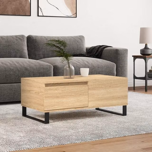 Berkfield Home Sonoma Oak Coffee Table in Brown, W: 90 cm, D: 50 cm, H: 36.5 cm – 1