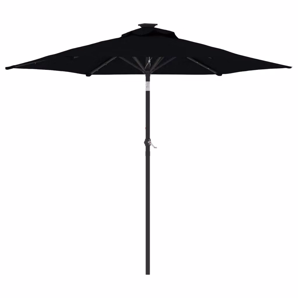 Berkfield Home Garden Parasol with LEDs and Steel Pole, Black, W/D/H: 225 x 225 x 212 cm – 2