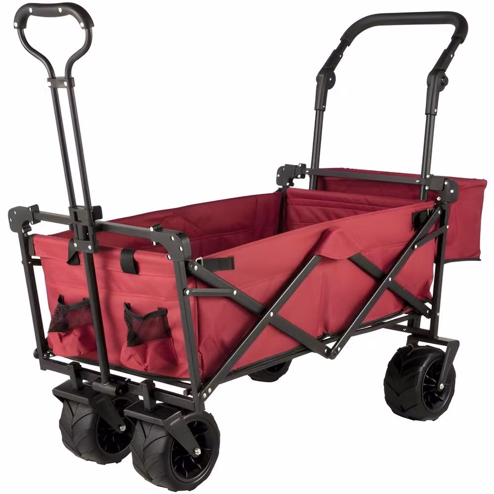 VEVOR Foldable Trolley with Adjustable Handle and Removable Canopy, Red – 9