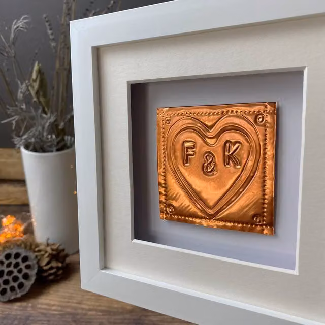 Afewhometruths Personalised Copper Heart of Love Bronze Metal 7th Anniversary Gift