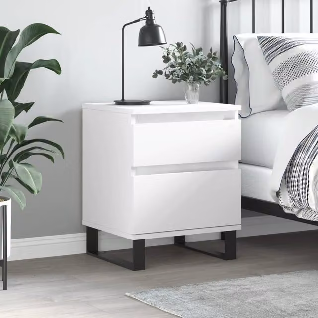 Berkfield Home White Bedside Cabinet W/D/H: 40 x 35 x 50 cm