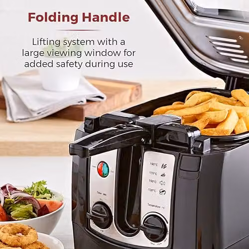 Tower T17002 Deep Fat Fryer with Timer and Adjustable Thermostat, 3L, 2300W, Black – 6