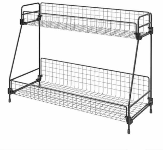 NESTLUNE 2 Tier Metal Basket Storage Stand in Black, W/D/H: 100 x 100 x 30 cm – 1