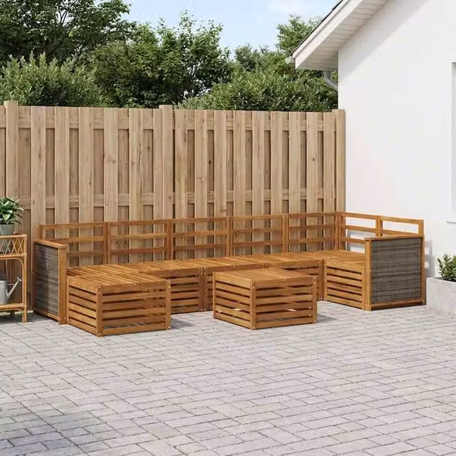 Berkfield Home 7 Piece Outdoor Sofa Set in Brown Solid Acacia Wood