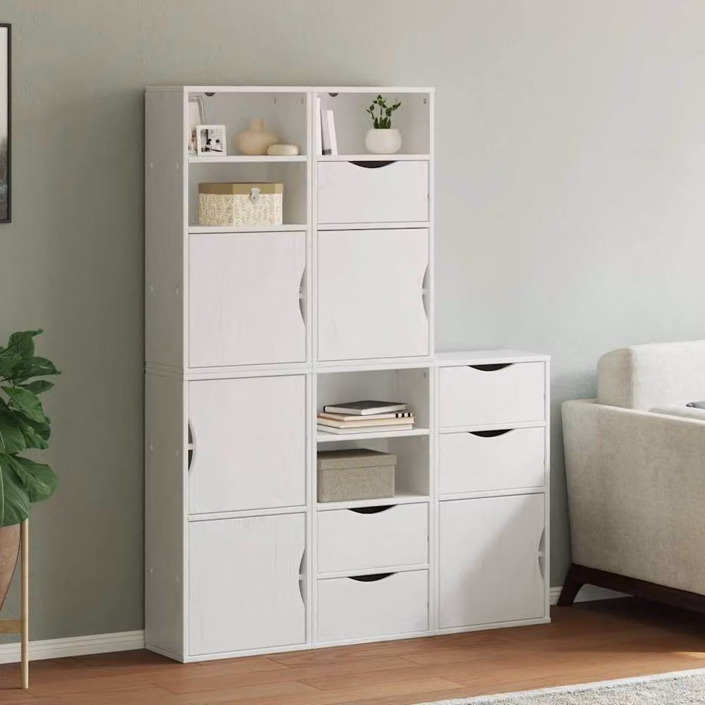 Berkfield Home ODDA Side Cabinets, 5 Piece Set in White Solid Wood Pine, W/D/H: 40 x 24 x 79 cm – 2