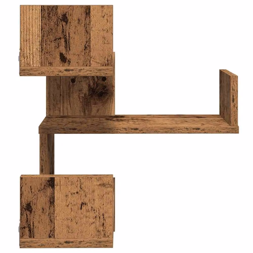 Berkfield Home Wall Mounted Corner Shelf in Brown Old Wood, W/D/H: 40 x 40 x 49.5 cm – 3