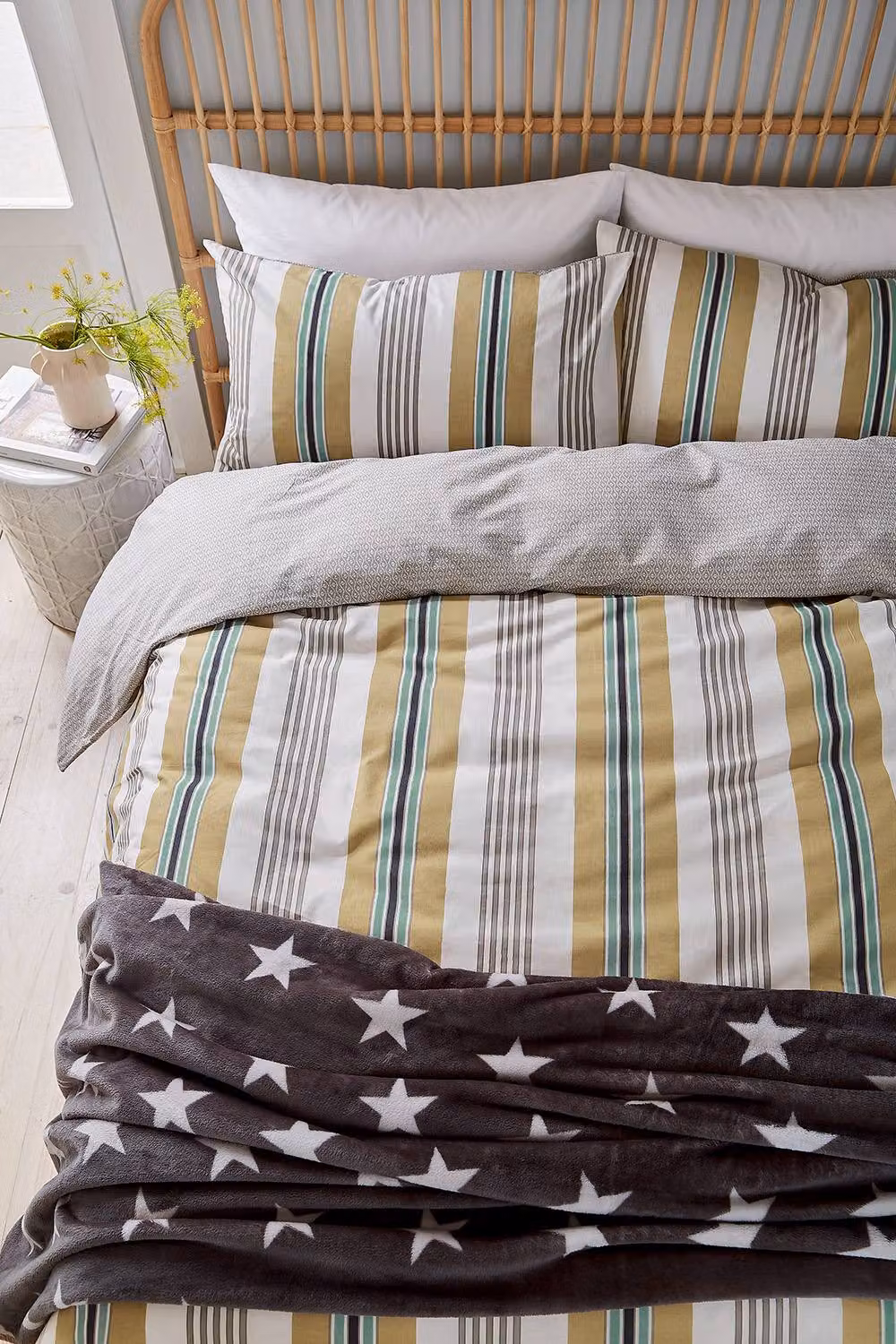 Helena Springfield Huntington Stripe Reversible Cotton Duvet Cover and Pillowcase Set, Amber – 2