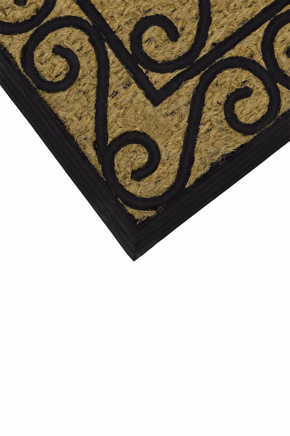 JVL Woven Coir Tuffscrape Doormat with Scroll Pattern in Beige, W: 45 cm, D: 75 cm – 8
