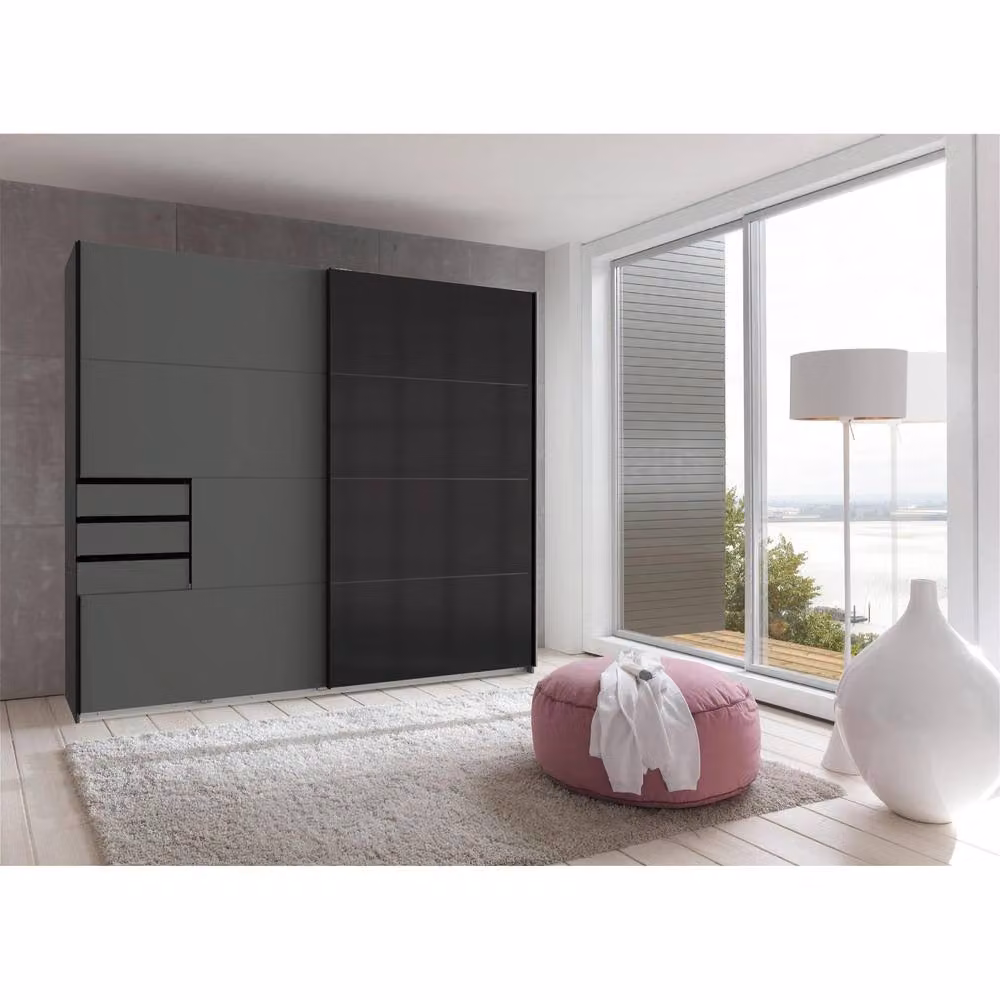 KDMD Saigon 225cm Grey Sliding Doors Wardrobe with Glass Details – 2