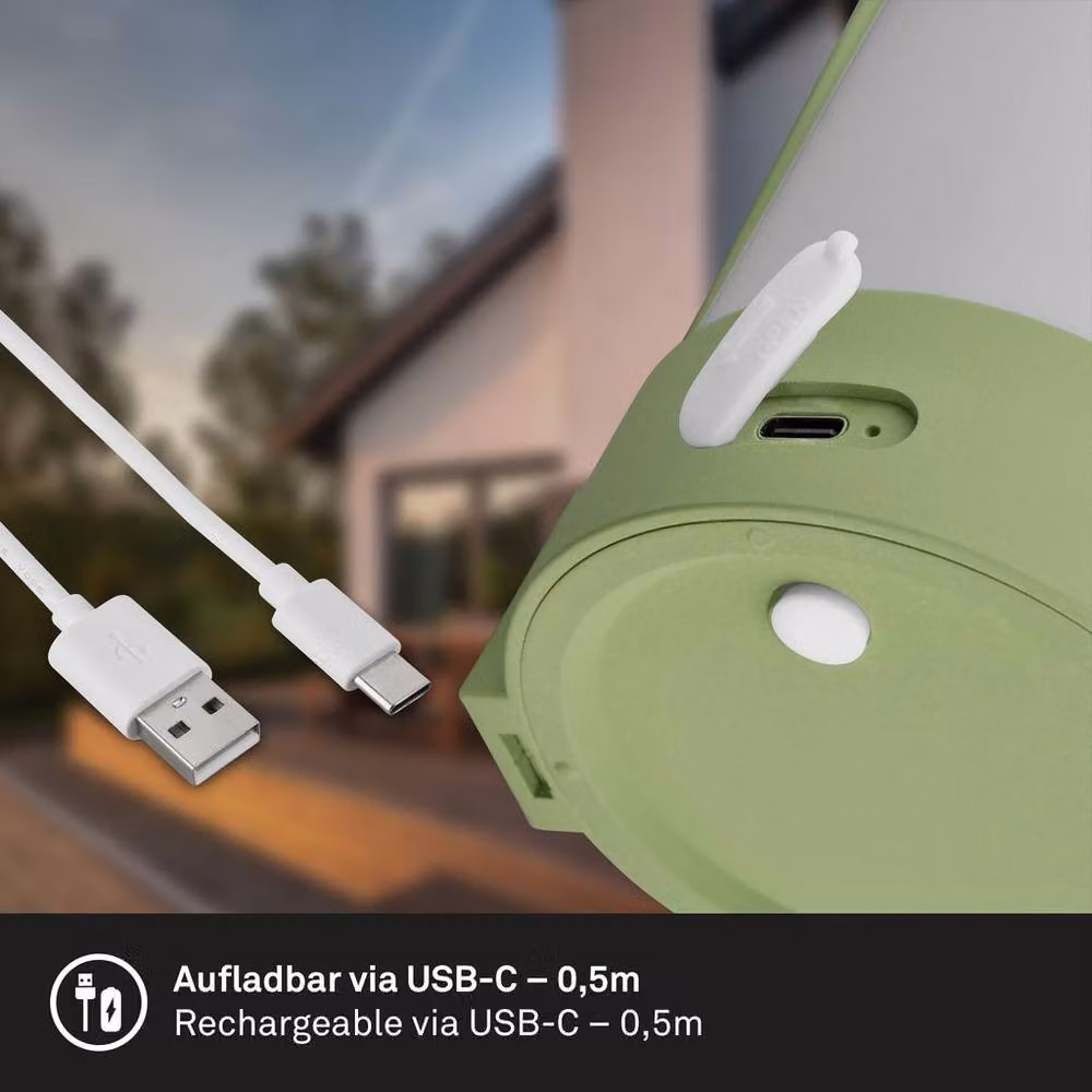 Briloner Wireless Rechargeable LED Table Lamp with Touch Dimming, IP44 Outdoor Rated, Green, H x W x D: 15.5 x 9 x 8 cm – 4