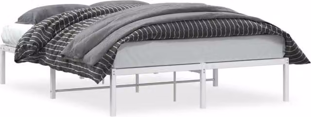 Berkfield Home Metal Bed Frame in White, 140 x 200 cm