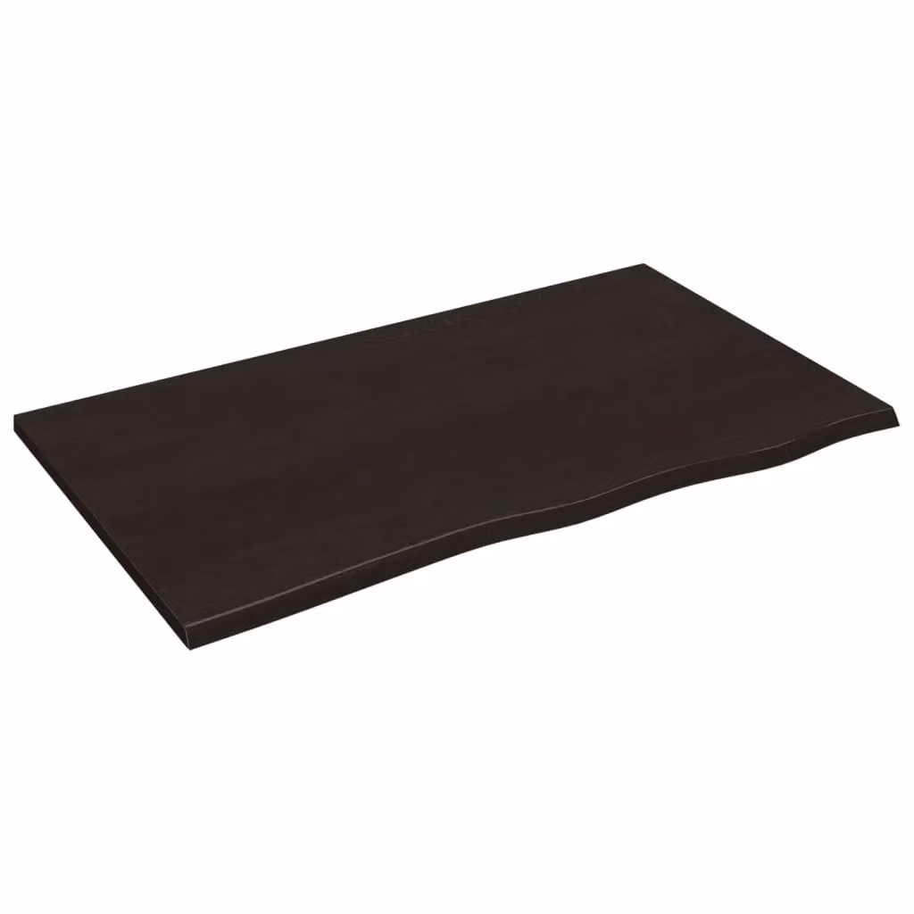 Berkfield Home Bathroom Countertop in Dark Brown Treated Solid Wood with Grey Finish, W: 100 cm, D: 60 cm, H: 2 cm – 1