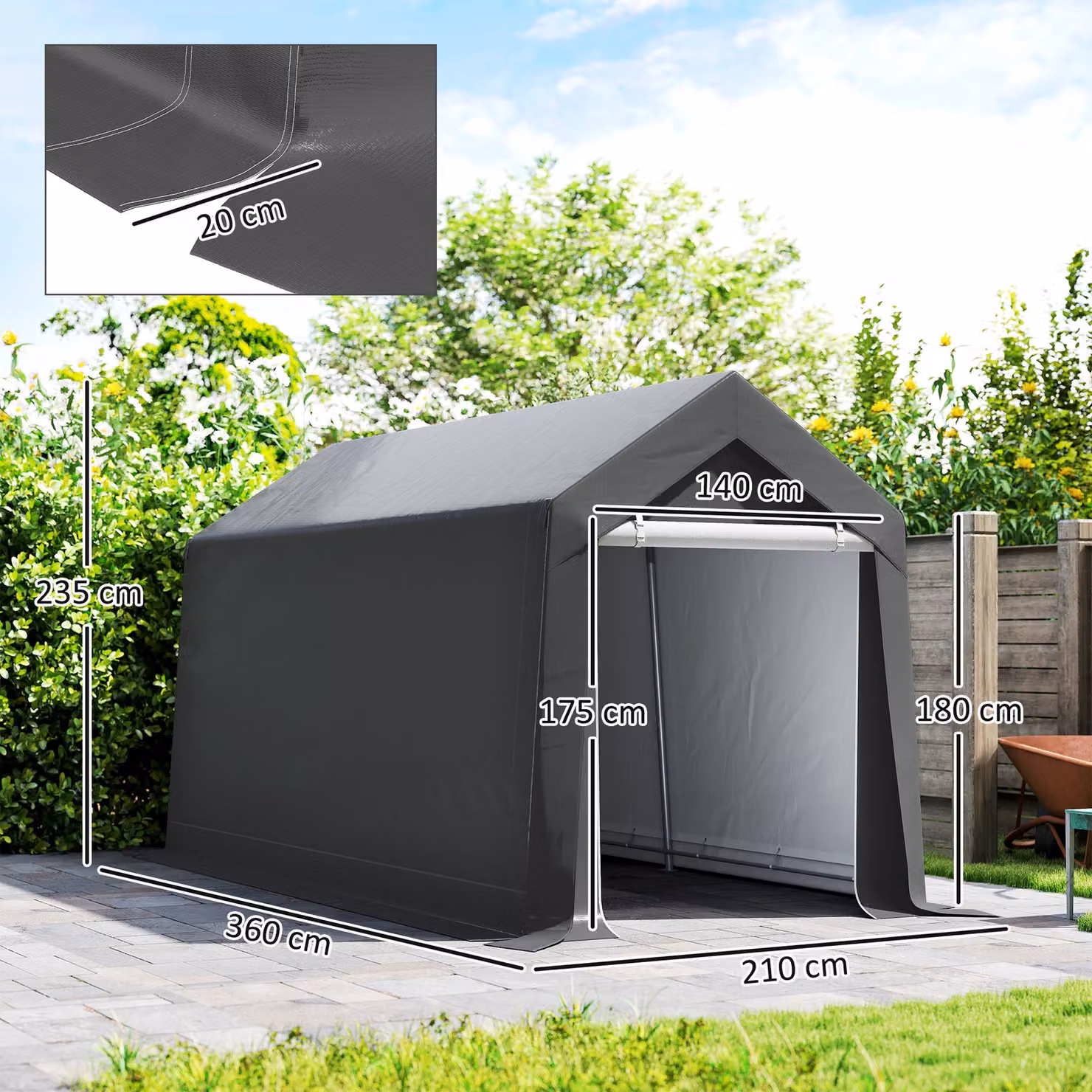 Outsunny Portable Garden Storage Shed with Window and Door in Dark Grey – 3