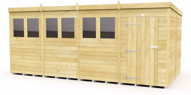 Buttercup Farm Brown Pent Shed with Single Door and Windows, L231 x W474 x H201 cm