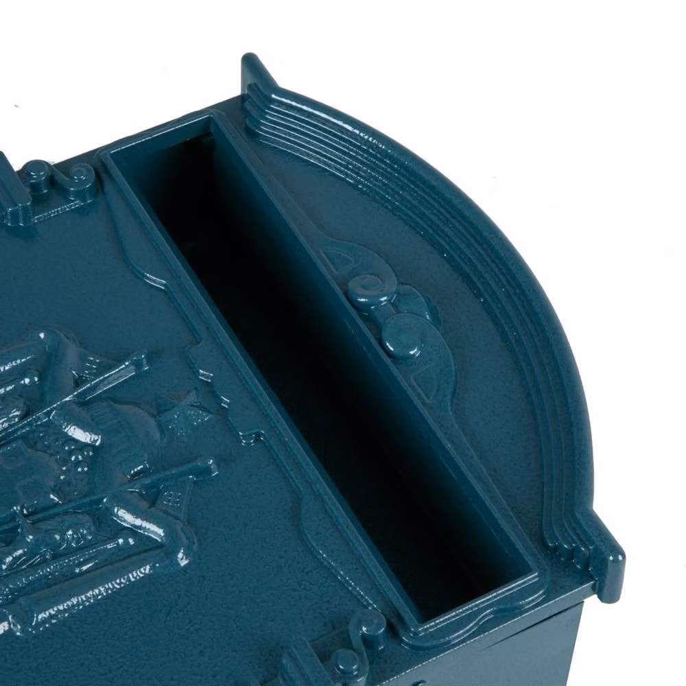 NESTLUNE Blue Vintage Outdoor Lockable Wall Mounted Letterbox, H 41.0 cm x W 25.0 cm x D 7.5 cm – 5