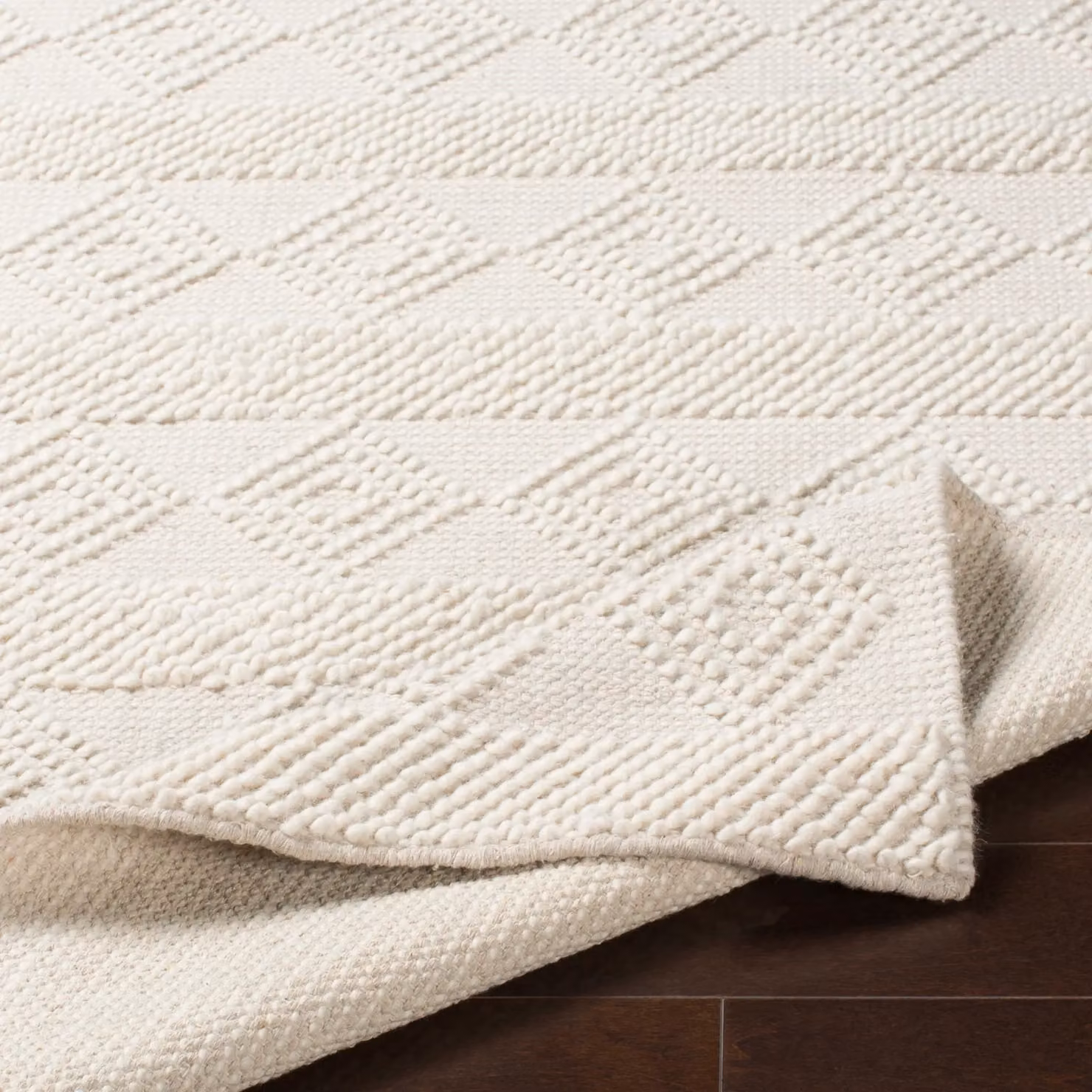 Livabliss Hygge Hand Woven Wool Cottage Rug in White, W: 90 cm, L: 150 cm – 2