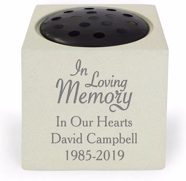 Personalised Memento Company In Loving Memory Memorial Vase in Light Sand