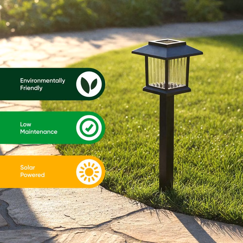 Gardenwize Pack of 6 Solar Lantern Garden Stake Lights with Warm White LED in Black, Height: 39 cm – 5