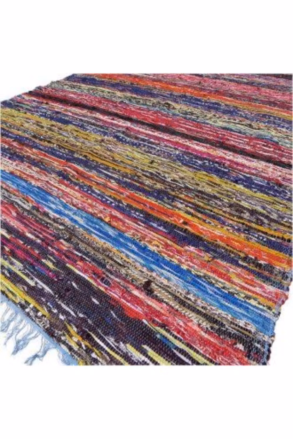 KDMD Blue and Multicolour Striped Rag Rug, W/D: 153 x 90 cm – 2