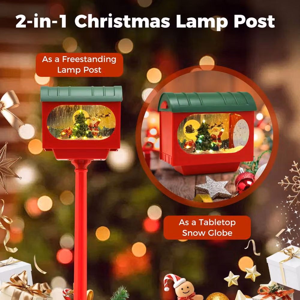 Gymax Christmas Street Lamp in Red with Sound and Tap Activation – 6