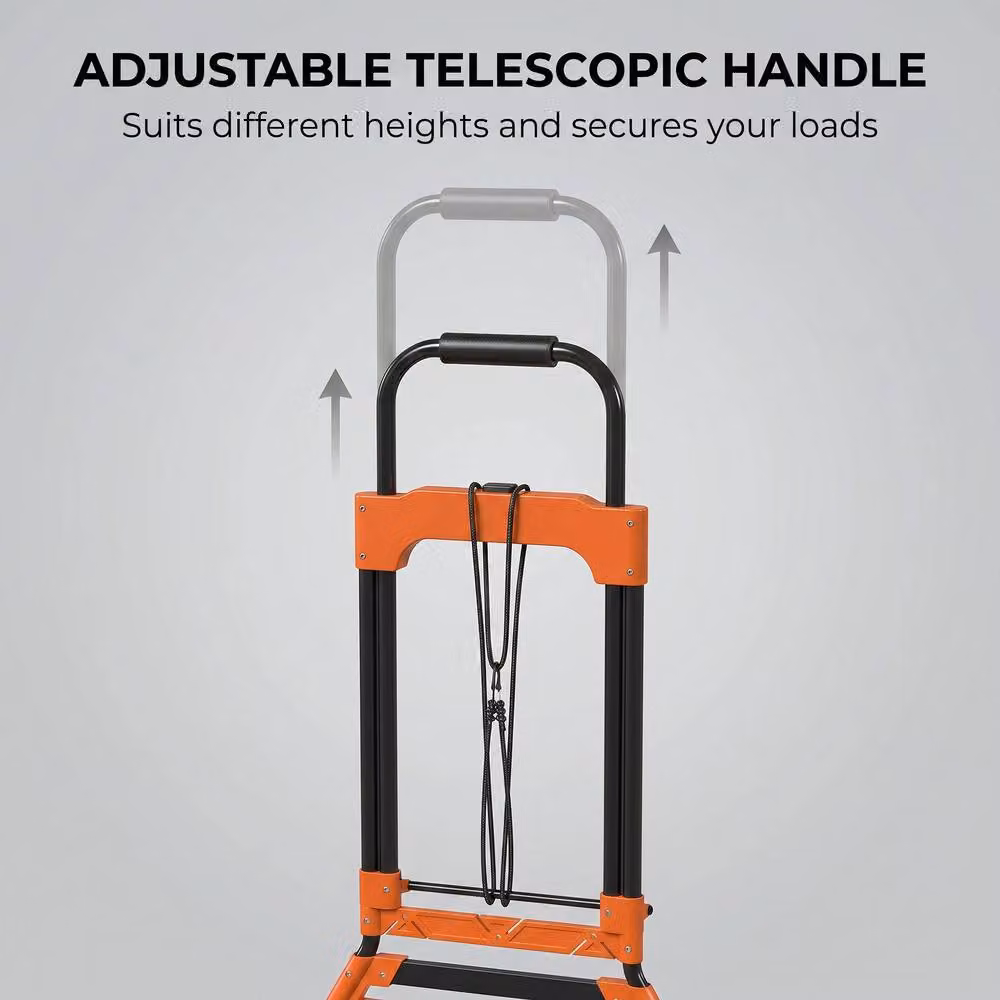 HOMCOM Heavy Duty Foldable Trolley on Wheels, Black and Orange – 6