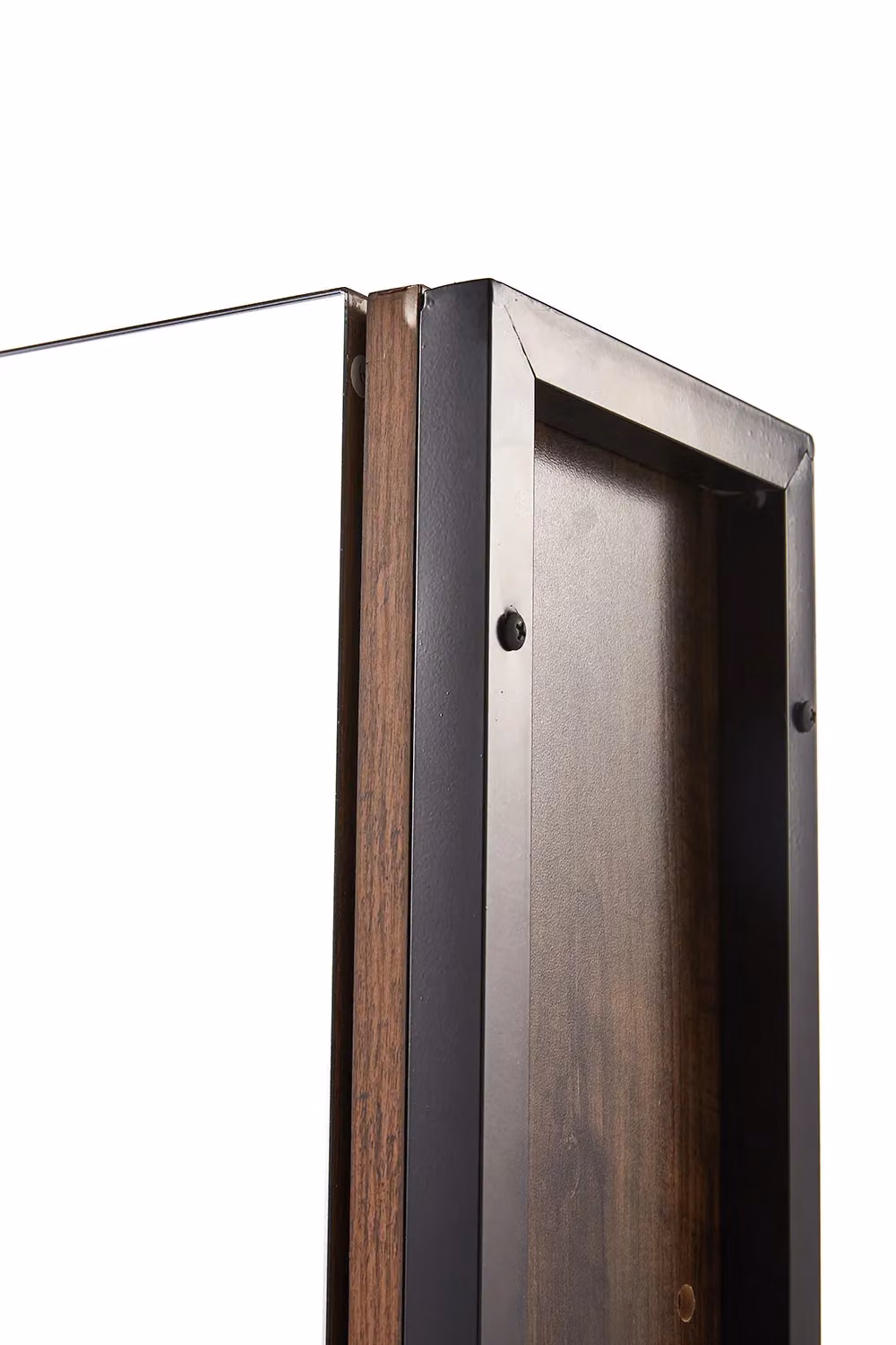 Living and Home Modern Wall-Mounted 3-Layer Brown Mirror Cabinet with Metal Frame and Internal Shelves for Bathroom – 6