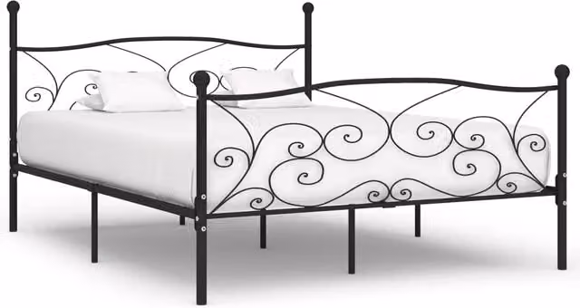 Berkfield Home Super King Bed Frame with Black Metal Slatted Base W: 180 cm, D: 200 cm