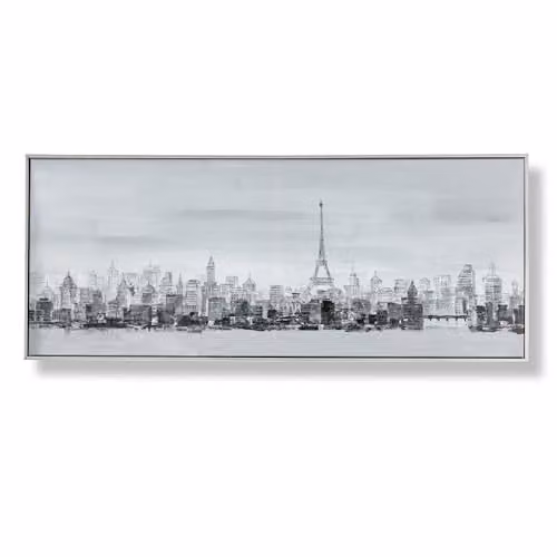 Art For The Home Bonne Nuit Paris Framed Canvas Wall Art in Grey