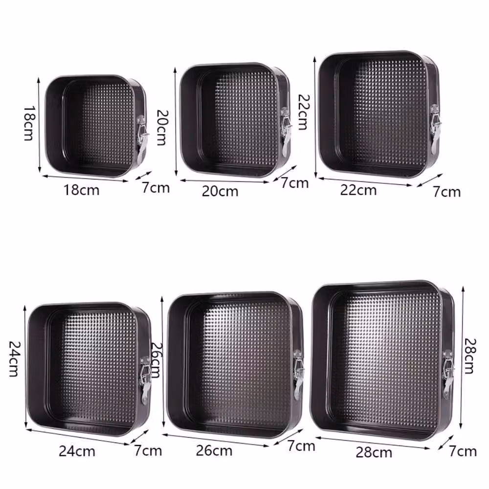 NESTLUNE Black Steel Square Non-Stick Springform Cake Tin, W: 20 cm, D: 15 cm – 2