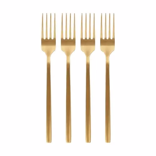 Argon Tableware Gold Coated Stainless Steel Forks, Pack of 4 – 1