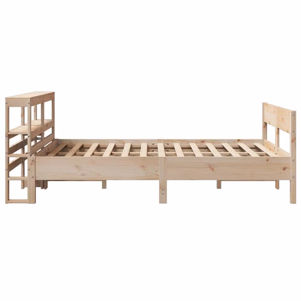 Berkfield Home Small Double Decorative Bed Frame in Natural Solid Pine, W/D/H: 120 x 200 cm – 2