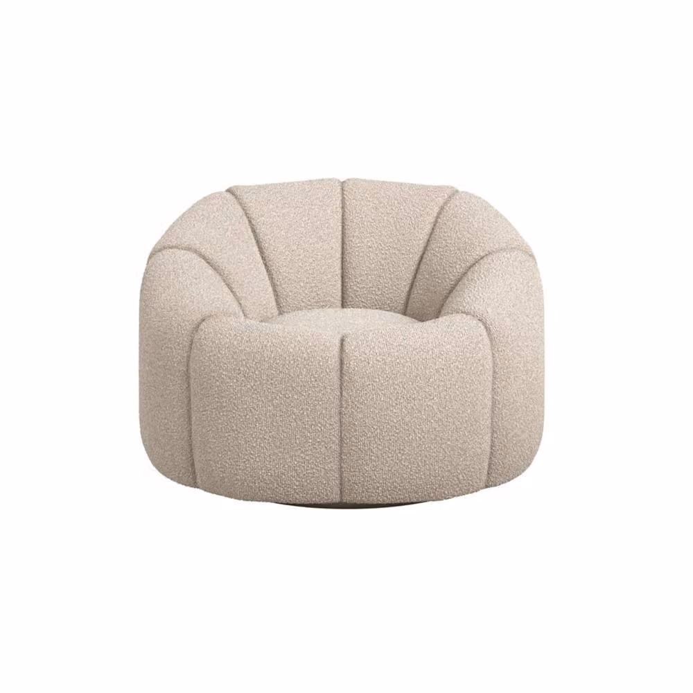 Wyld Haus Juniper Retro Bouclé Swivel Armchair in Beige – 2