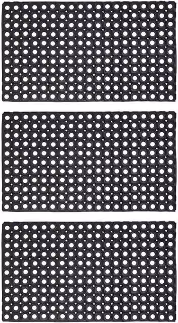 JVL Contract Rondo Rubber Ring Scraper Doormat, Black, Pack of 3 – 1