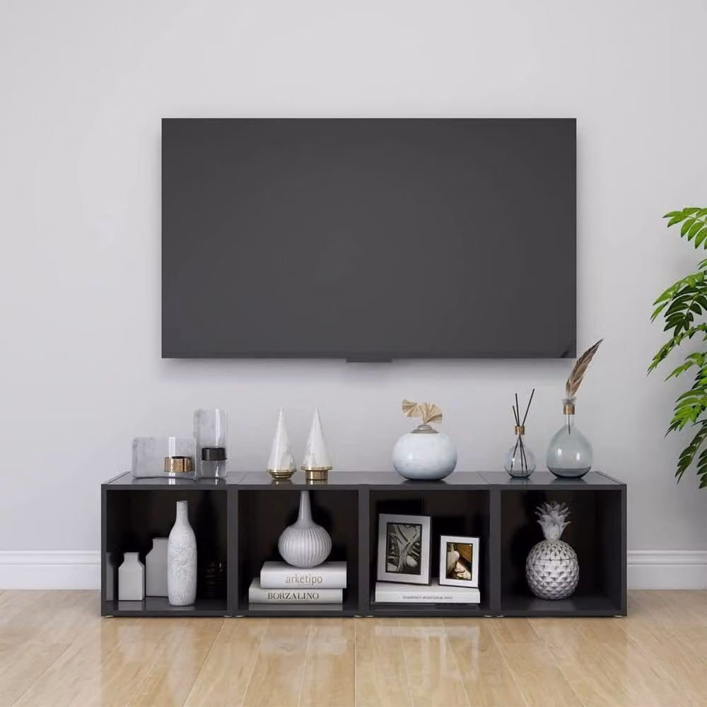 Berkfield Home Grey TV Cabinets, 4 Piece MDF Set, W/D/H: 37 x 35 x 37 cm – 1