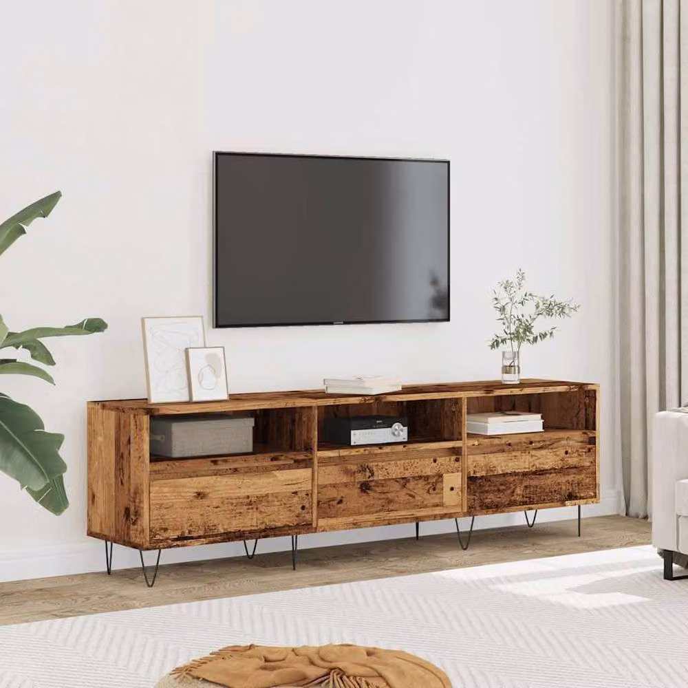 Berkfield Home Industrial TV Cabinet in Brown Old Wood, W/D/H: 150 x 30 x 44.5 cm – 3