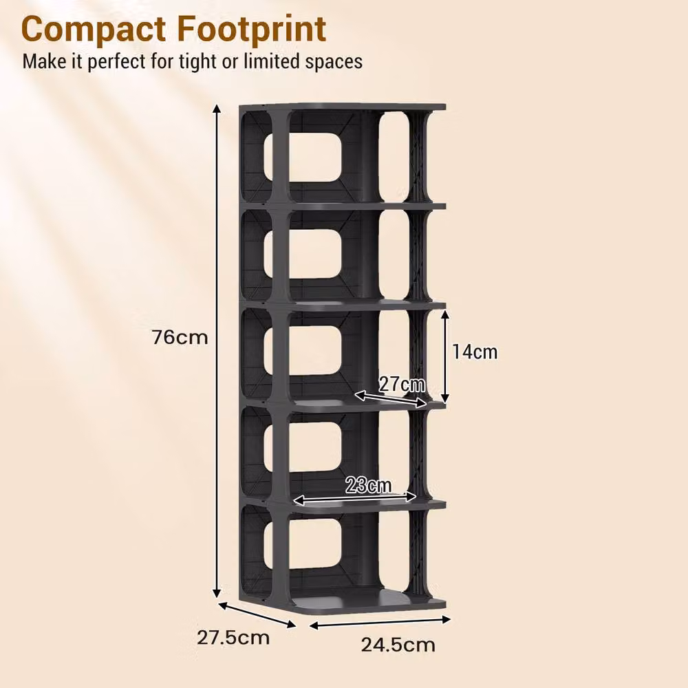 Costway 6-Tier Stackable Plastic Shoe Rack in Black – 2