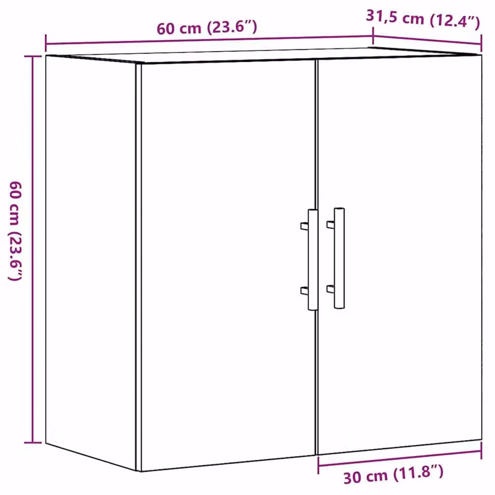 Berkfield Home Black Oak Wall Cabinet W/D/H: 60 x 31 x 60 cm – 7
