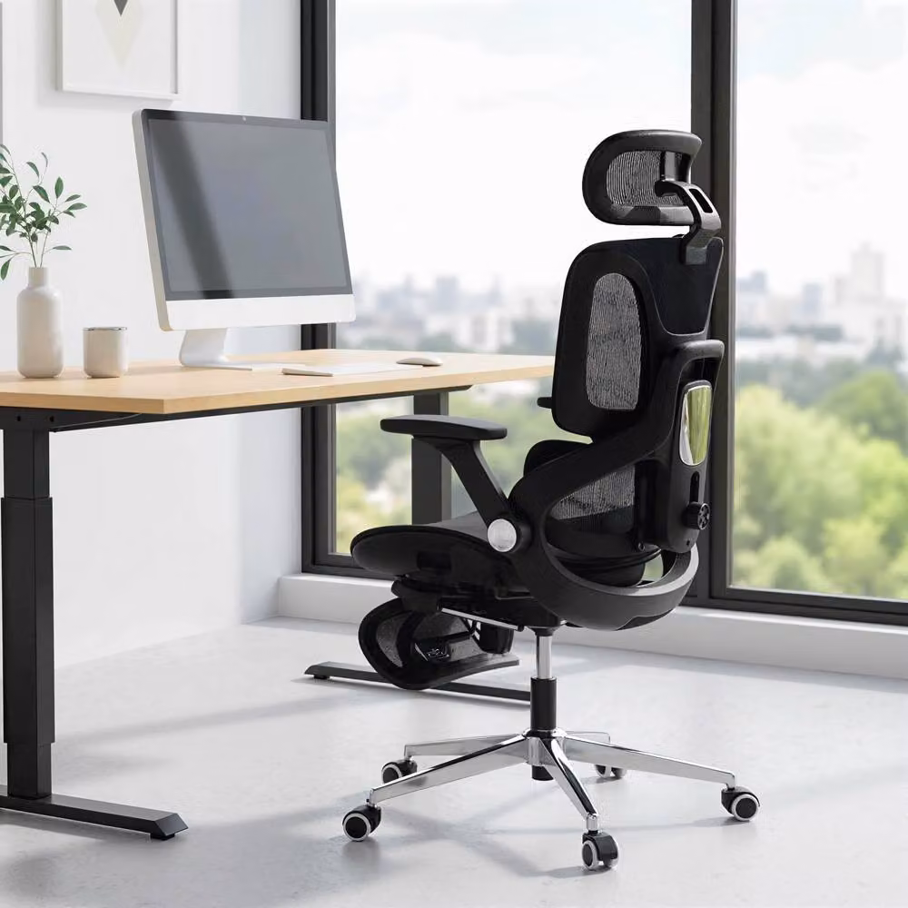 STILVORA Ergonomic Office Chair in Black Fabric with Adjustable Headrest and Seat Depth – 2