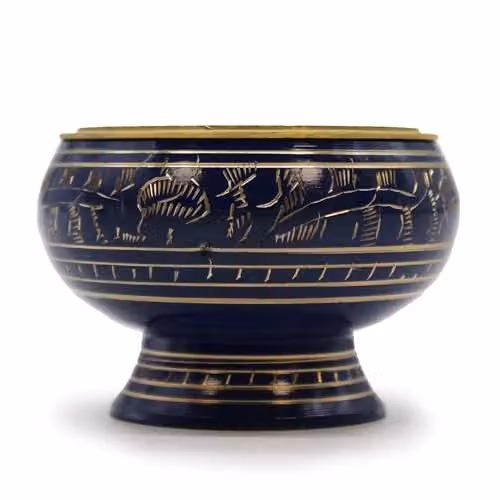 KDMD Chakra Tall Charcoal Incense Jar in Blue and Gold – 1