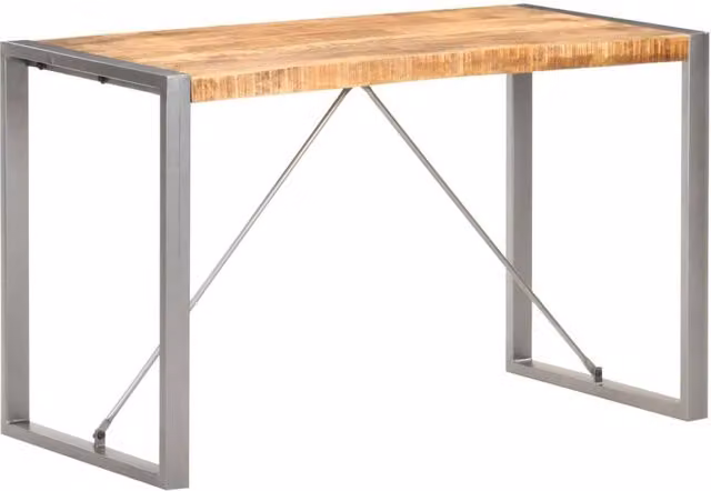 Berkfield Home Rectangular Dining Table in Brown Solid Mango Wood W/D/H: 120 x 60 x 75 cm