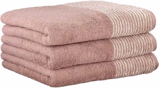 Cawo Pack of 3 Luxury Two-Tone Fluffy Cotton Terrycloth Towels in Purple and Pink – 1