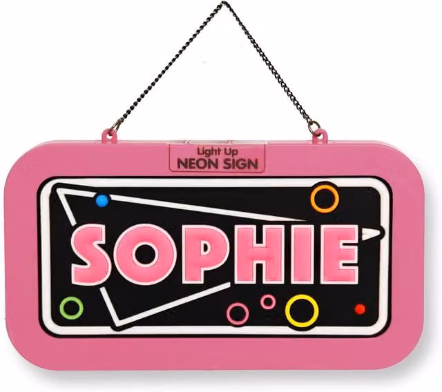 History & Heraldry Sophie Pre-personalised Light-Up Neon Bedroom Sign in Pink