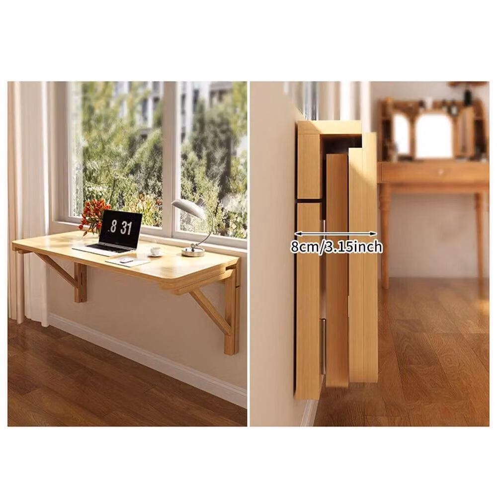 KORVIXA Folding Wall Mounted Computer Desk in Beige, W: 80 cm, D: 50 cm – 3