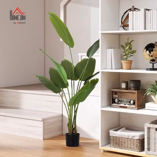 HOMCOM 160cm Tall Artificial Bird of Paradise Plant in Green – 2