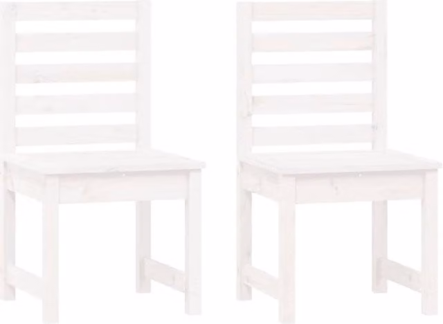 Berkfield Home Set of 2 White Rustic Solid Wood Pine Garden Chairs, W/D/H: 40.5 x 48 x 91.5 cm – 1
