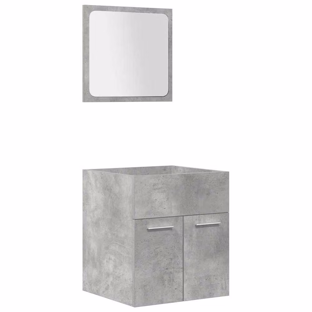 Berkfield Home 4 Piece Modern Wall Mounted Bathroom Furniture Set in Matt Grey MDF – 2