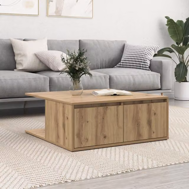 Berkfield Home Artisan Oak Coffee Table in Brown, W/D/H: 80 x 80 x 31 cm – 1