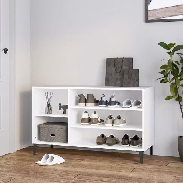 Berkfield Home White Wall Mounted Shoe Cabinet with Integrated Seat, W/D/H: 102 x 36 x 60 cm – 1